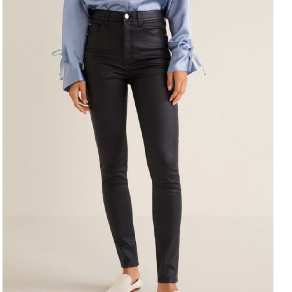 Black leather soho jeans